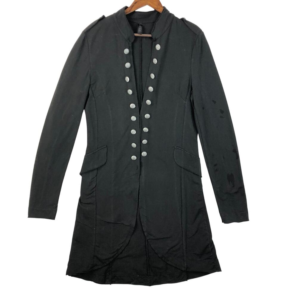 Haute Couture Black Military Style Coat Jacket Women M (US)  Made in Italy EUC